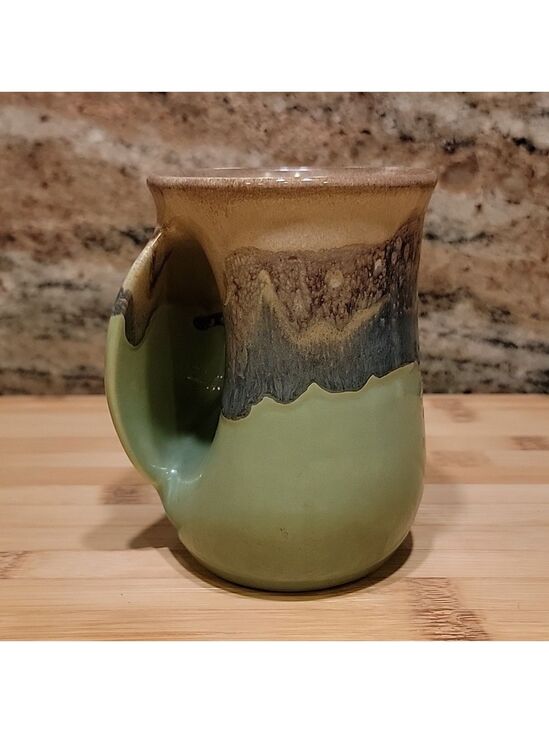 Clay in Motion Other - Beautiful greens & brown HandWarmer Coffee Mug Left handed hand warmer